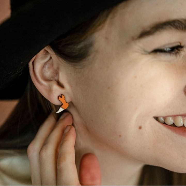 BeWooden Dřevěné náušnice Princ a Liška